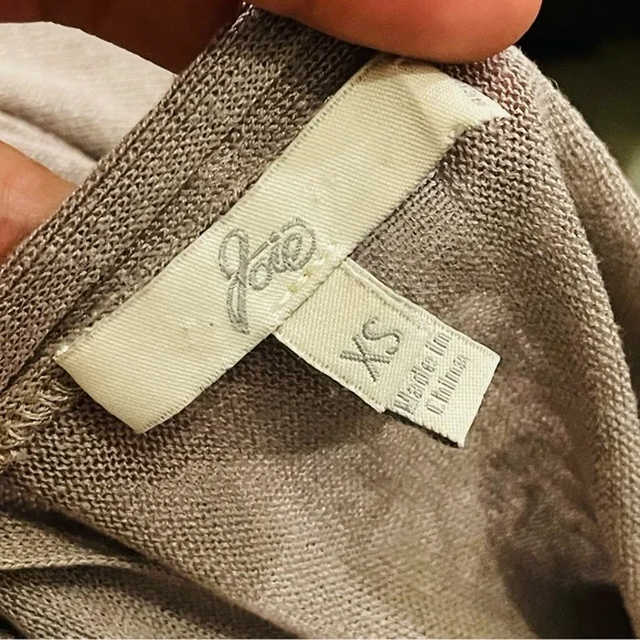 Joie Linen Silk Blend Oversized Blouse Size XS Tan Brown Mushroom Taupe - Picture 10 of 10